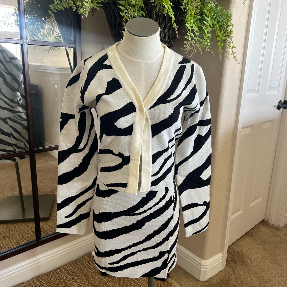 *NEW* Zebra Print Cardigan and Skirt Set